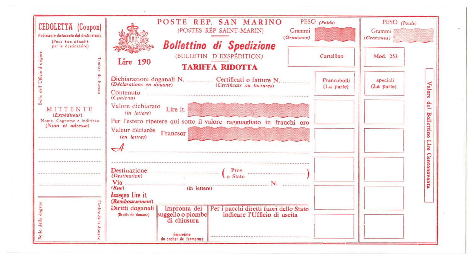 Lot 2354 - SAN MARINO - INTERI POSTALI  -  Filatelia Sammarinese Public Auction 28th-29th April 2023